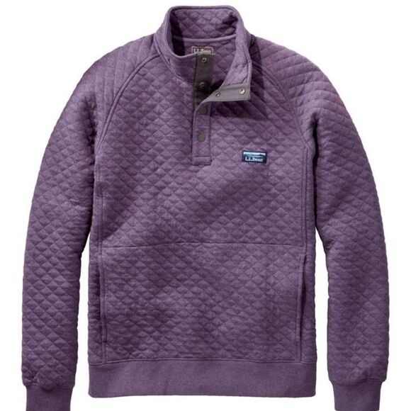 Bean Men's Quilted Sweatshirt, Mockneck purple
